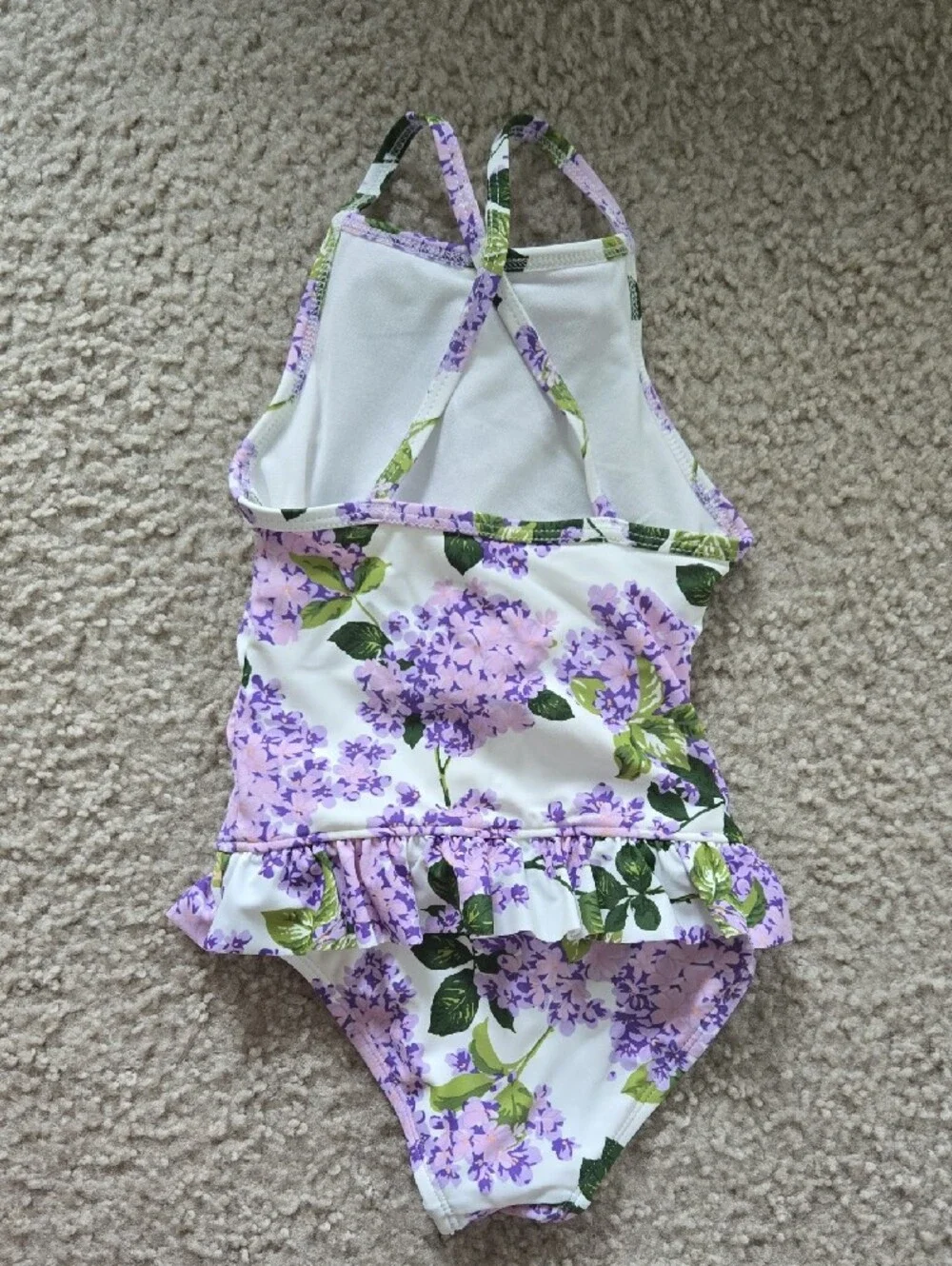 Kids Gymboree Floral Purple Ruffle One-Piece Swimsuit